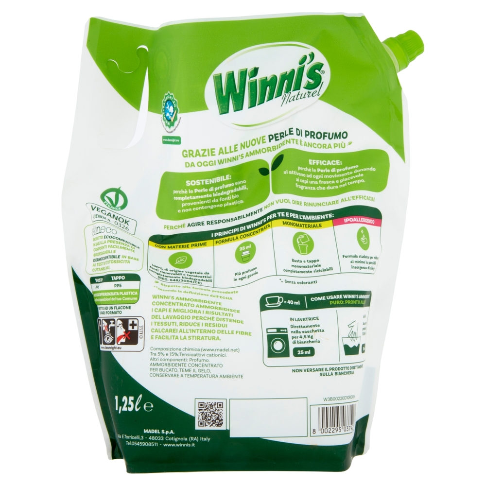 Winni's Naturel Ammorbidente Concentrato Fiori Bianchi pouch 50 Lavaggi 1,25 l